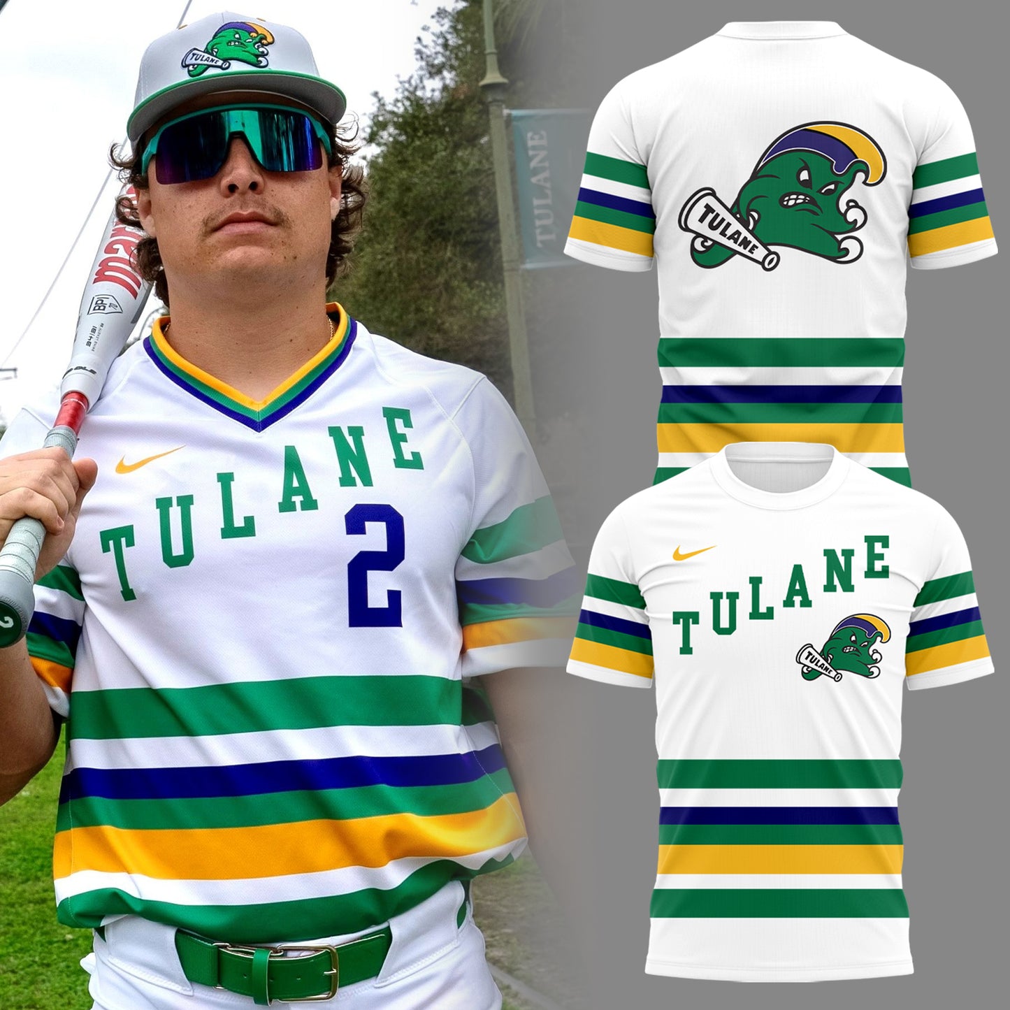 Tulane Baseball 2025 Limited Edition​ "Mardi Gras 2025" T-Shirt-PU25021609