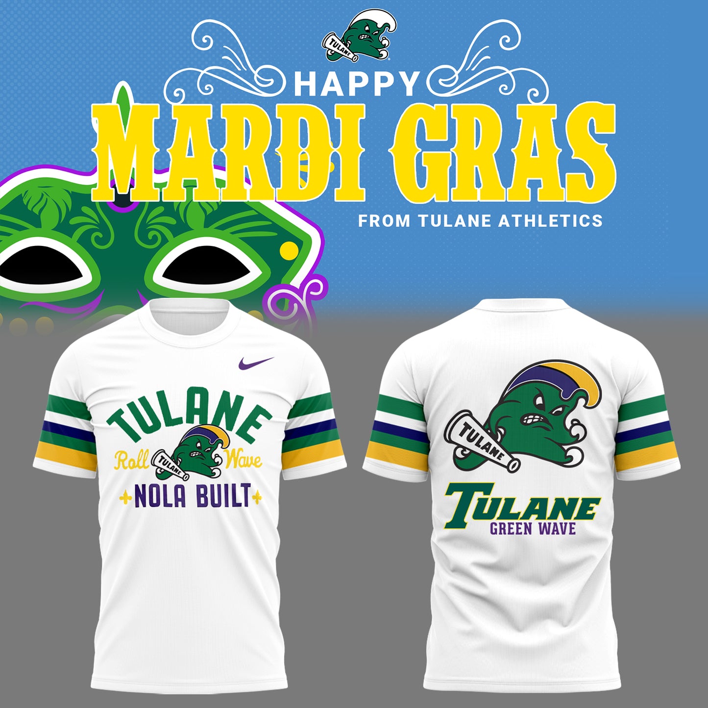 Tulane Baseball 2025 Limited Edition​ "Mardi Gras 2025" T-Shirt-PU25021612