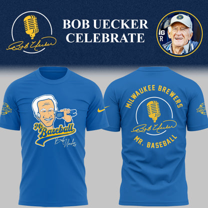 Limited Edition Brewers Baseball Honoring Mr. Baseball Bob Uecker TShirt