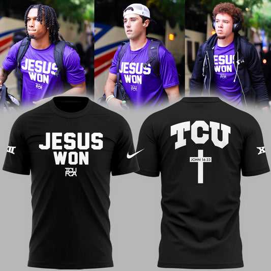 Limited Edition TCU Football Jesus Won Black TShirt