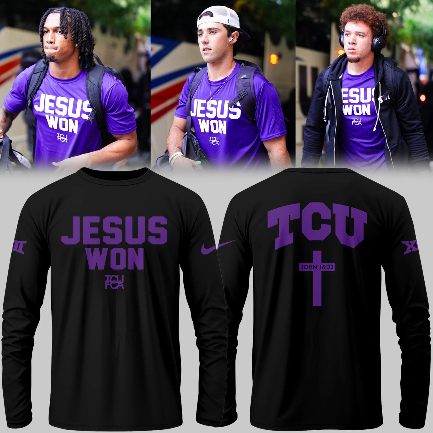 Limited Edition TCU Football Jesus Won Black Long T-shirt