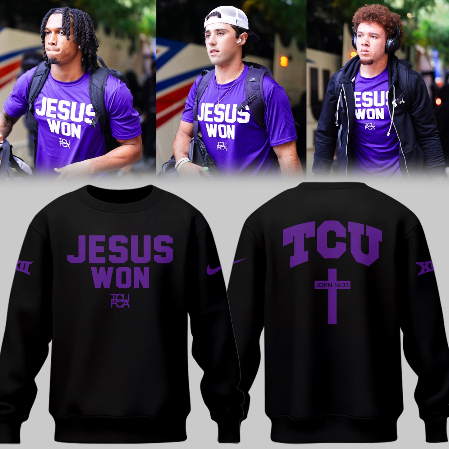 Limited Edition TCU Football Jesus Won Black Sweatshirt