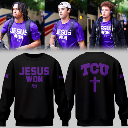 Limited Edition TCU Football Jesus Won Black Sweatshirt