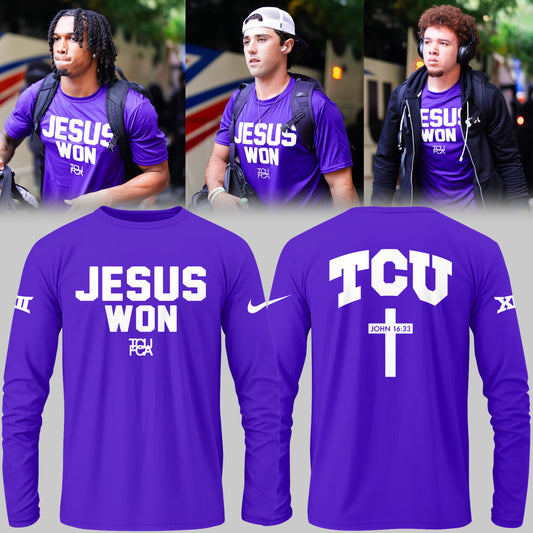 Limited Edition TCU Football Jesus Won Long T-shirt