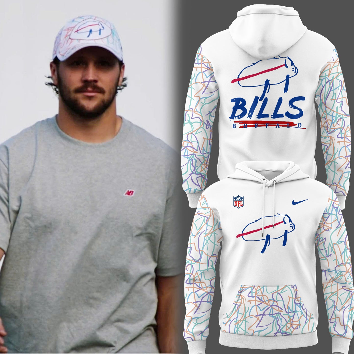 Limited Edition Bills Football Charging Potato Logo Hoodie