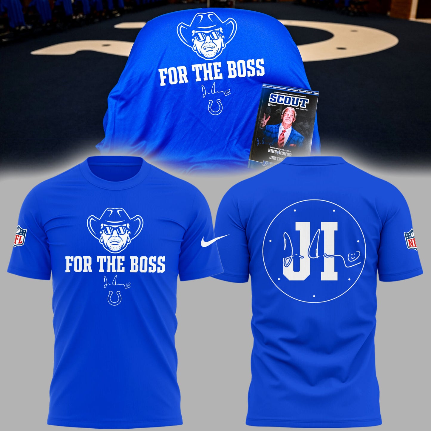 Limited Edition Colts FB In honor of Jim "For The Boss" Blue TShirt-PU25090772