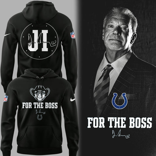 Limited Edition Colts FB In honor of Jim "For The Boss" Black Hoodie-PU25090775