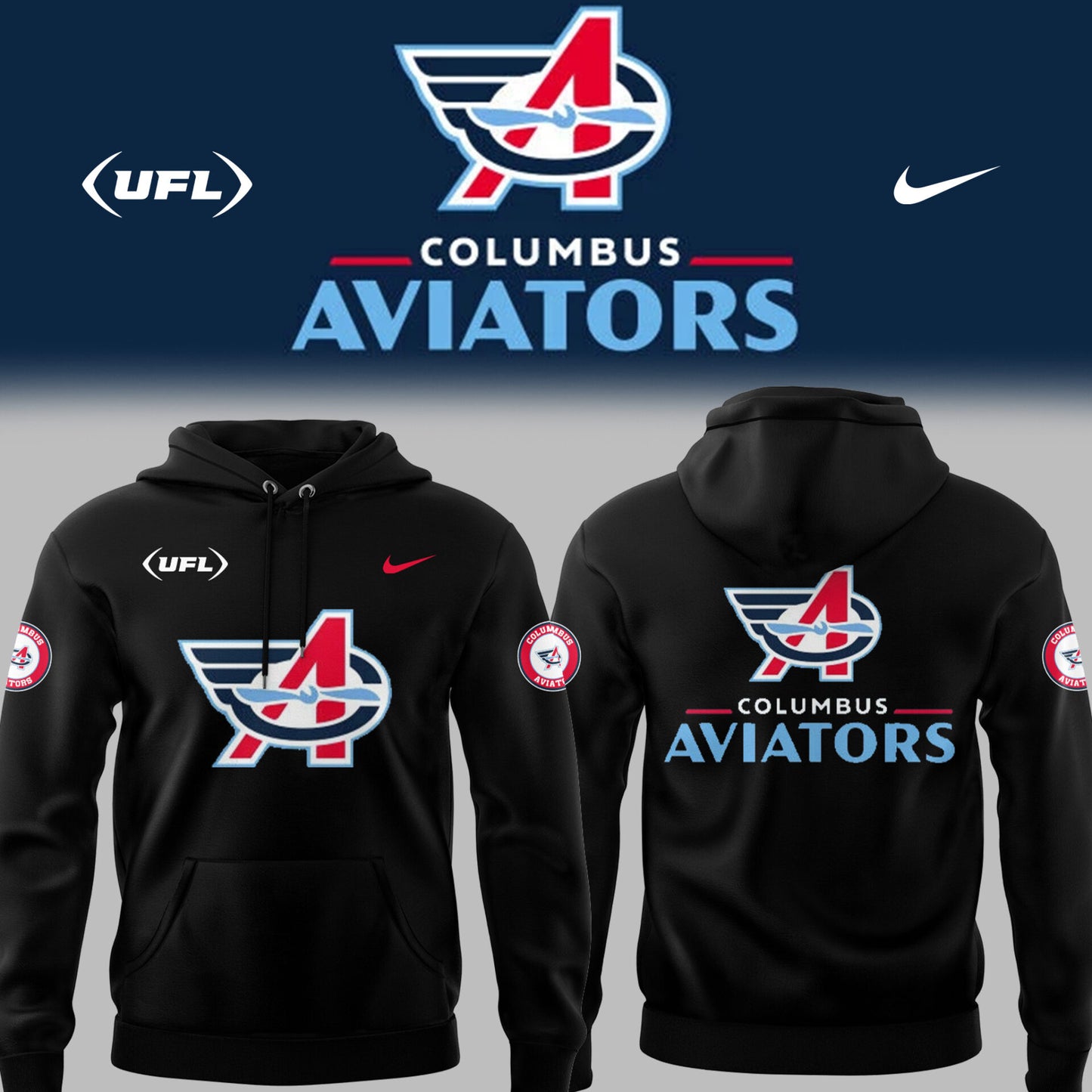 Limited Edition Columbus Aviators Football Black Hoodie