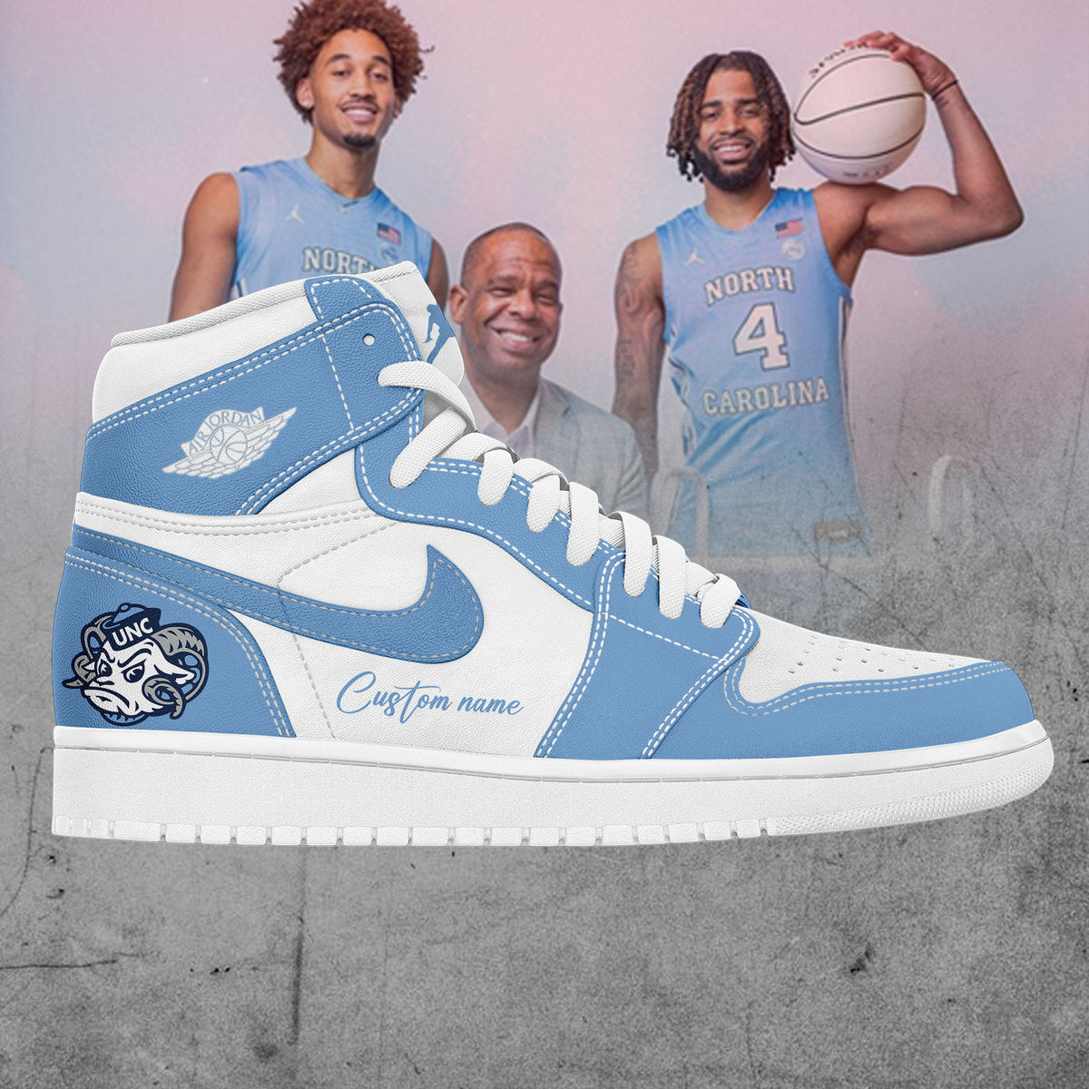 Limited Edition UNC Basketball Custom Name For Fans Shoes