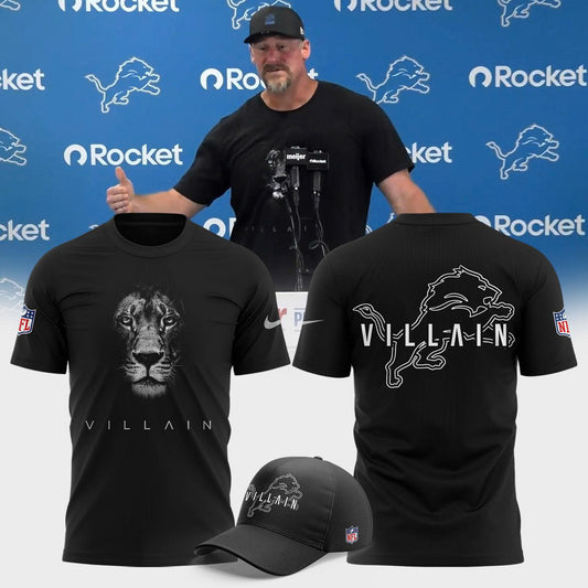 (YOUTH T-SHIRT) Dan Campbell Detroit Lions Villain 2025 Limited Tshirt Black V4