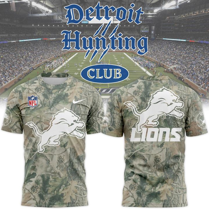 Limited Edition Detroit Lions Hunting New 2025-26 T-Shirt