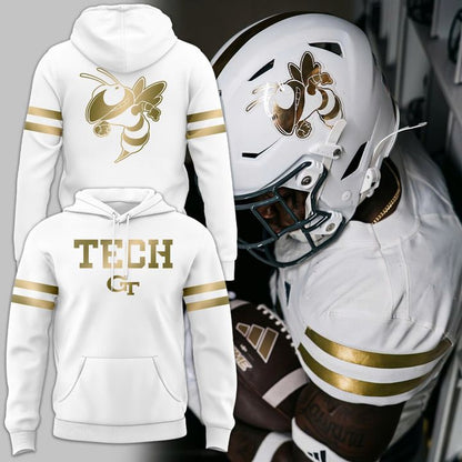 Special New Georgia Tech Football Whites Uniform Hoodie.