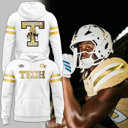 Special Edition Georgia Tech Wordmark Uniform White Hoodie.