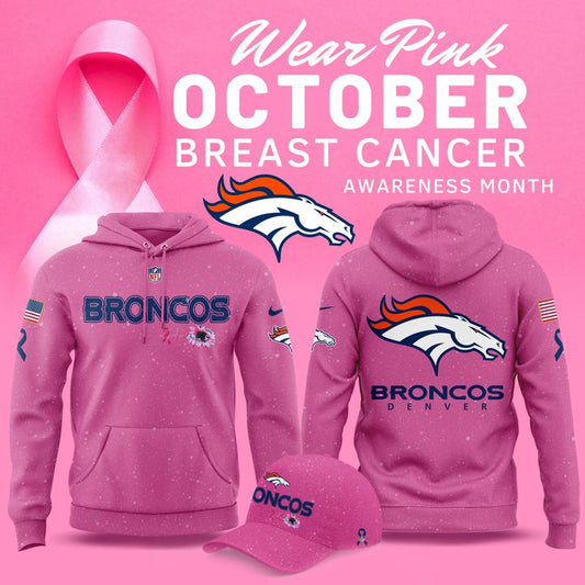 Limited Edition Denver Broncos Breast Cancer Awareness Pink Hoodie 2025