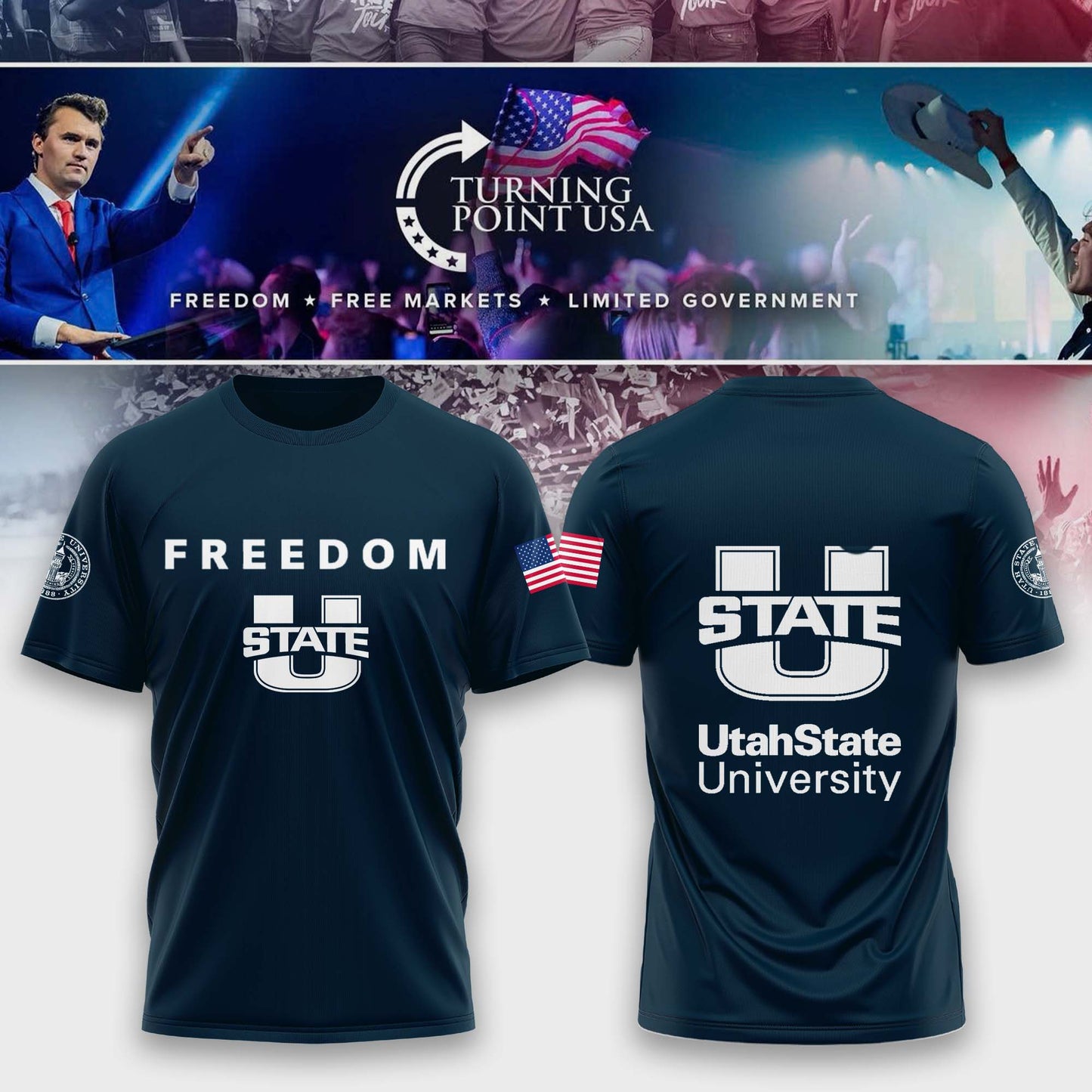 Limited Edition Utah State University x Turning Point USA T-Shirt