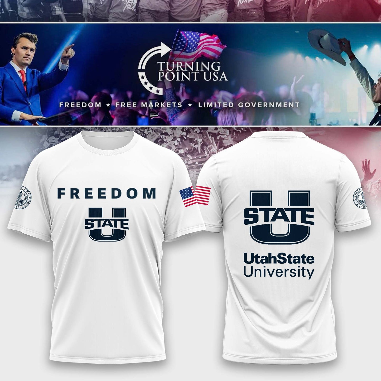 Limited Edition Utah State University x Turning Point USA T-Shirt