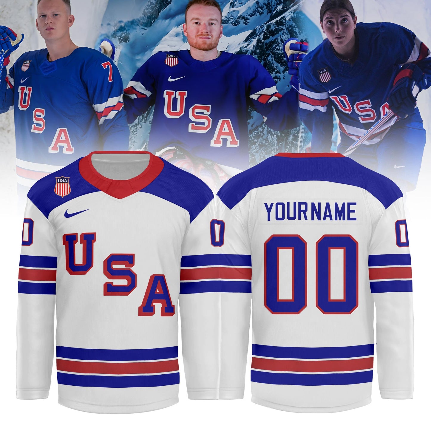 .Unisex USA Olympic 2026 White Hockey Jersey