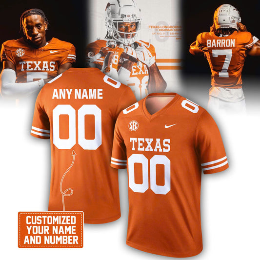 Texas Orange Texas Longhorns Custom Football Game Jersey
