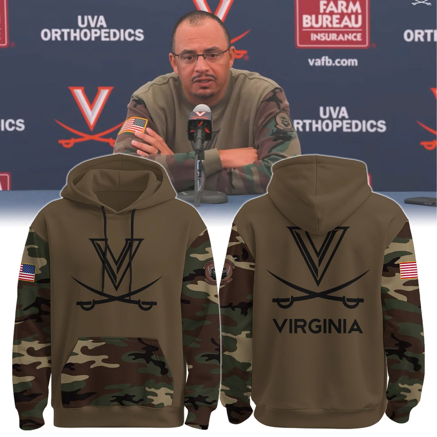 Virginia Football Camo Hoodie Limited Edition